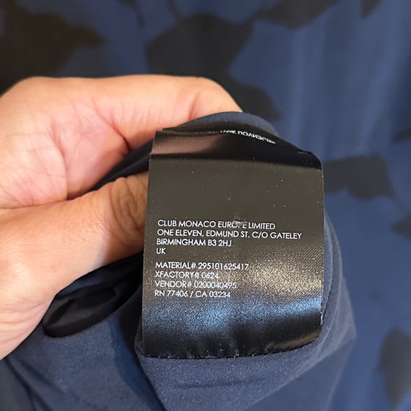 Club Monaco Leaf Patterned V-Neck Cap Sleeve Maxi Dress, Dark Blue/Black, 0 - Picture 10 of 10